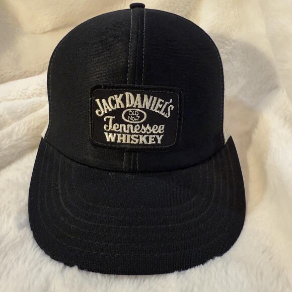 Jack Daniels Tennessee Whiskey Hat Cap Snap Back S/M Black Trucker Mens USA - Picture 2 of 10